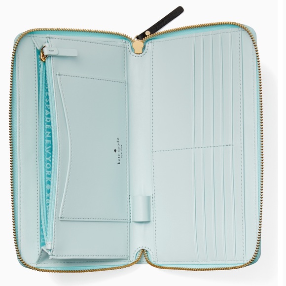 Kate Spade Graphic New Horizons Out Of Office Kaden Aqua Wallet. - Picture 3 of 8